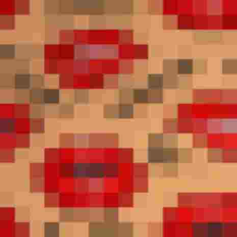 Musterstoff mit roten Lippen und Schriftzügen in lebhaften Farben, ideal für kreative Designs.